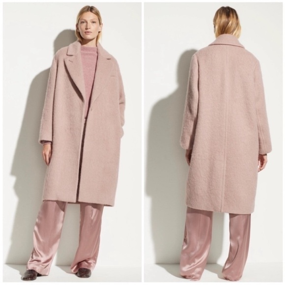 Vince Texture Wool Alpaca Long Coat Mauve Orchid Pink - Picture 1 of 10